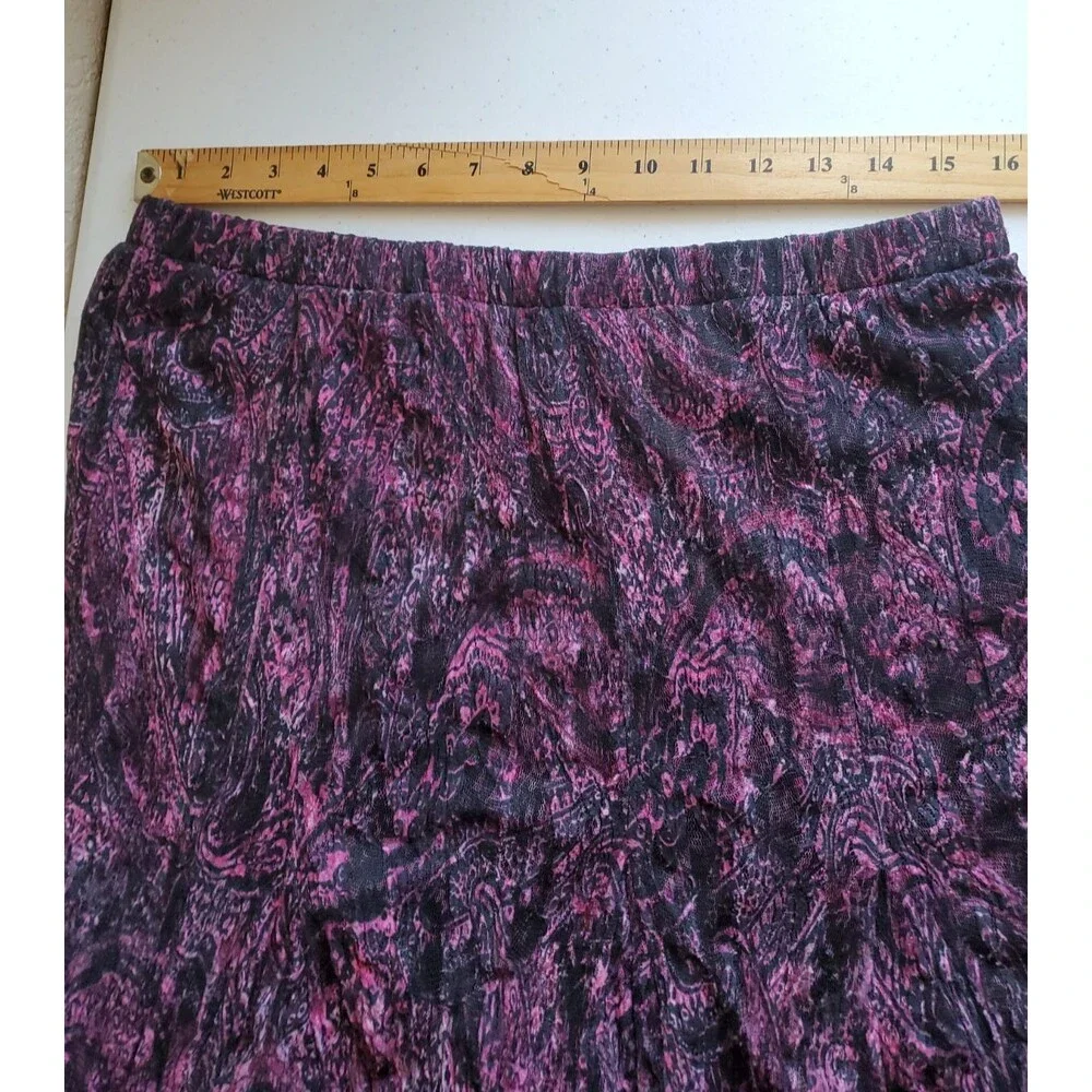 Chicos 2 Pleated Midi Skirt  Whimsigoth Fairycore Romantic Crinkle Boho Artsy M